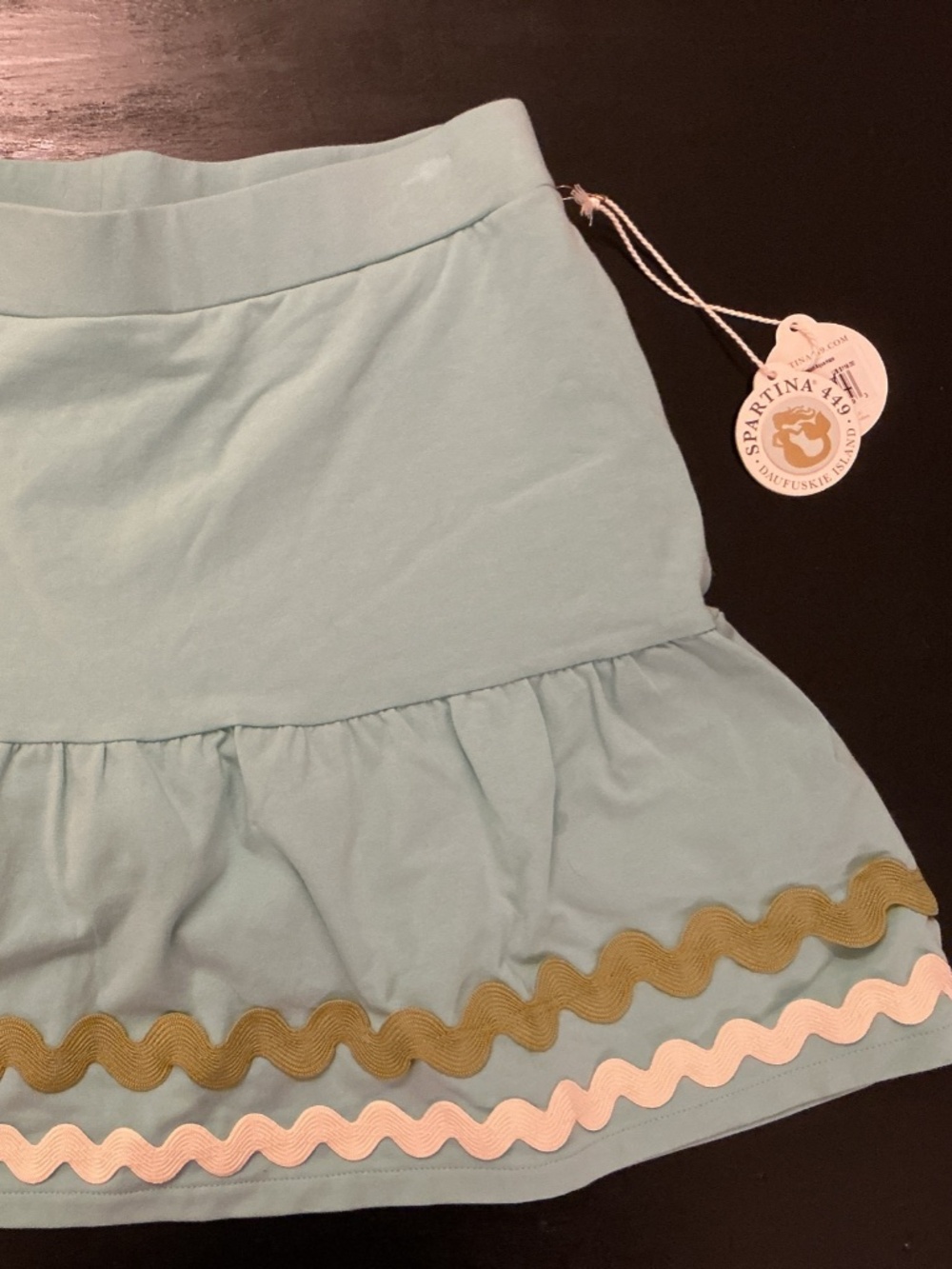 NEW Spartina 449 Jersey Flounce Skort Aqua Haze Ric Rac Size S $118